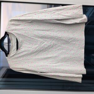 The Talbots Tee Heather Gray with pink polka dots, 2X Petite